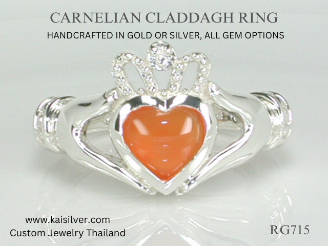 heart ring with carnelian gemstone