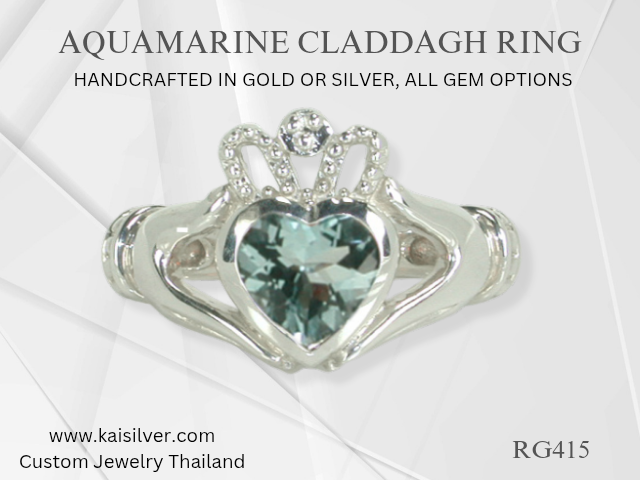 claddagh ring aquamarine 